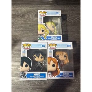 Funko Pop Sword Art Online Kirito 990 Asuna 989 Leafa 991 Vinyl Figure Set